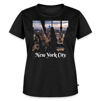 Süchtig nach New York - Frauen Premium Bio T-Shirt - Schwarz - Vorne - Selfina (174cm)