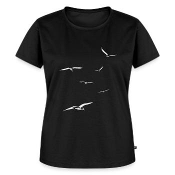 Möwen im FLug Meer Strand Urlaub Geschenk - Frauen Premium Bio T-Shirt - Schwarz - Vorne - Selfina (174cm)