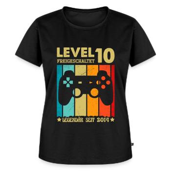10 Level Legendär Seit 2014 Kinder Geburtstag 10 - Frauen Premium Bio T-Shirt - Schwarz - Vorne - Selfina (174cm)