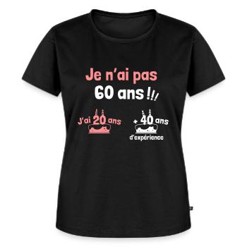 Je n'ai pas 60 ans j'ai 20 ans + 40 ans d'exp - T-shirt Premium bio Femme - noir - Devant - Selfina (174cm)