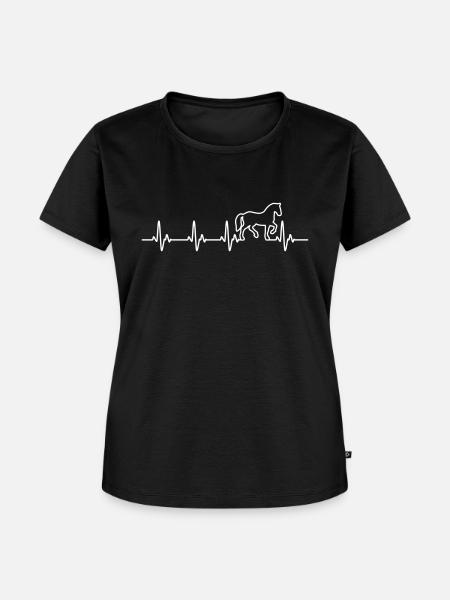 Horse Heartbeat - Frauen Premium Bio T-Shirt - Schwarz
