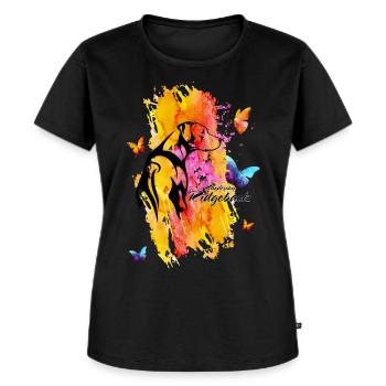 Rhodesian Ridgeback Aquarell - Frauen Premium Bio T-Shirt - Schwarz - Vorne - Selfina (174cm)
