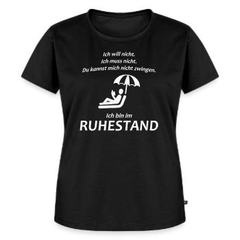 Ich bin im Ruhestand - Frauen Premium Bio T-Shirt - Schwarz - Vorne - Selfina (174cm)