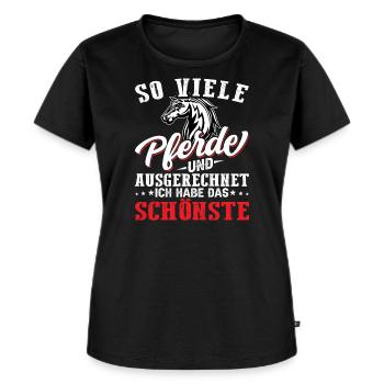 schönstes Pferd - Frauen Premium Bio T-Shirt - Schwarz - Vorne - Selfina (174cm)