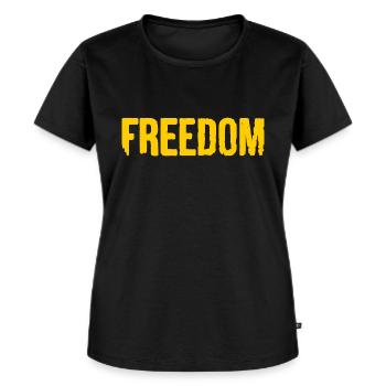 Freiheit - Frauen Premium Bio T-Shirt - Schwarz - Vorne - Selfina (174cm)
