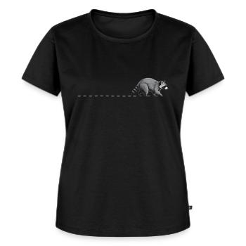 Waschbären Spuren Waschbärspur Tatzen Waschbär - Frauen Premium Bio T-Shirt - Schwarz - Vorne - Selfina (174cm)