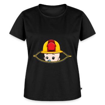 Schwangerschaft Feuerwehrfrau Feuerwehr Geschenk - Frauen Premium Bio T-Shirt - Schwarz - Vorne - Selfina (174cm)