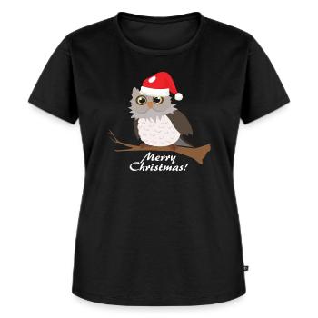 Eule Weihnachten Geschenk Tier - Frauen Premium Bio T-Shirt - Schwarz - Vorne - Selfina (174cm)