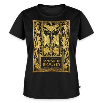 Phantastische Tierwesen Buchcover - Frauen Premium Bio T-Shirt - Schwarz - Vorne - Selfina (174cm)