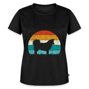Islandhund Vintage Retro - Frauen Premium Bio T-Shirt - Schwarz - Vorne - Selfina (174cm)