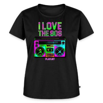J'AIME 90S - T-shirt Premium bio Femme - noir - Devant - Selfina (174cm)