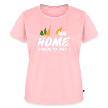 Heimat ist wo du parkst, Camper Camping geschenk - Frauen Premium Bio T-Shirt - Rosa - Vorne - AI Model Female 172 dark (172cm)