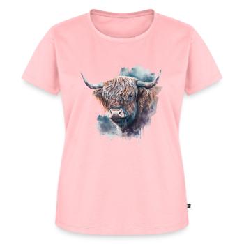 Highland Cattle Aquarelle Portrait - T-shirt Premium bio Femme - rose - Devant - AI Model Female 172 dark (172cm)