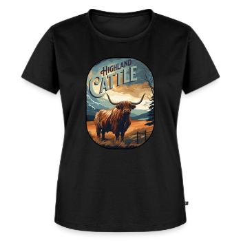 Bovins des Highlands - T-shirt Premium bio Femme - noir - Devant - Selfina (174cm)