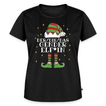 Der Die Das Gender Elf*in - Familien - Frauen Premium Bio T-Shirt - Schwarz - Vorne - Selfina (174cm)