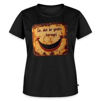 Smile it's free therapy - Charming tin sign - Women's Premium Organic T-shirt - black - Front - Selfina (174cm)