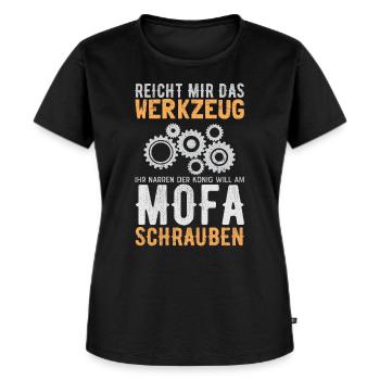 Mofa Werkzeug Spruch - Moped Simson Geschenkidee - Frauen Premium Bio T-Shirt - Schwarz - Vorne - Selfina (174cm)