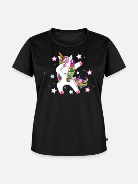 Dabbing Einhorn - Frauen Premium Bio T-Shirt - Schwarz