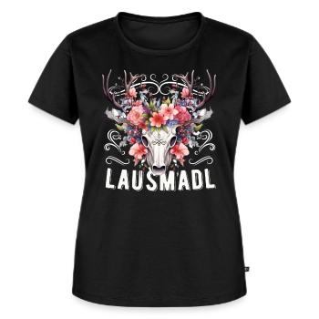 Lausmadl Mädchen Damen Trachtenshirt Kind Madl - Frauen Premium Bio T-Shirt - Schwarz - Vorne - Selfina (174cm)
