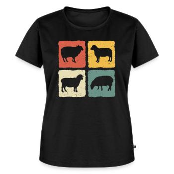 Retro Schaf Schaf Schaf - Frauen Premium Bio T-Shirt - Schwarz - Vorne - Selfina (174cm)