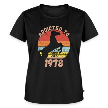 Anniversaire Chevaux Équitation Juillet 1978 - T-shirt Premium bio Femme - noir - Devant - Selfina (174cm)