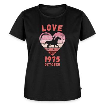 Love Pferde Reiten Geburtstag Oktober 1975 - Frauen Premium Bio T-Shirt - Schwarz - Vorne - Selfina (174cm)