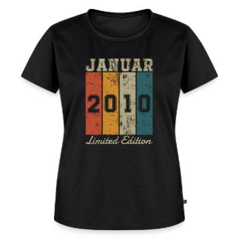 Geburtstag: Januar 2010 - Limited Edition Retro - Frauen Premium Bio T-Shirt - Schwarz - Vorne - Selfina (174cm)