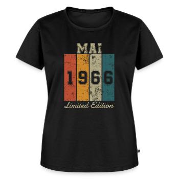 Geburtstag: Mai 1966 - Limited Edition Retro - Frauen Premium Bio T-Shirt - Schwarz - Vorne - Selfina (174cm)