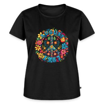 Flower Power Hippie Birthday - August 1987 - Women's Premium Organic T-shirt - black - Front - Selfina (174cm)