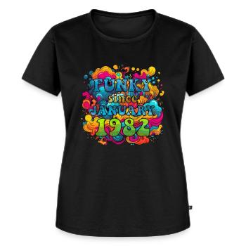 Funky Birthday: January 1982 - Psychadelic - Women's Premium Organic T-shirt - black - Front - Selfina (174cm)