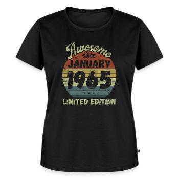 Awesome since January 1965 - Birthday - Women's Premium Organic T-shirt - black - Front - Selfina (174cm)
