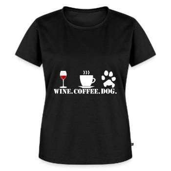 Rot Wein Kaffee Hund - Frauen Premium Bio T-Shirt - Schwarz - Vorne - Selfina (174cm)