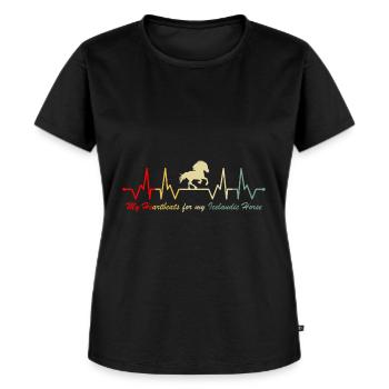 Islandpferd Tölt Herzschlag Vintage - Frauen Premium Bio T-Shirt - Schwarz - Vorne - Selfina (174cm)