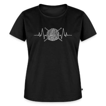 Stricken häkeln stricken Herzschlag - Frauen Premium Bio T-Shirt - Schwarz - Vorne - Selfina (174cm)
