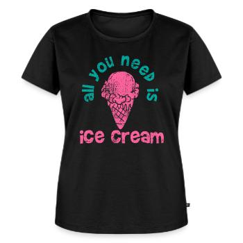 Eis - Frauen Premium Bio T-Shirt - Schwarz - Vorne - Selfina (174cm)