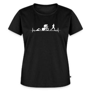 Triathlon Sport - Frauen Premium Bio T-Shirt - Schwarz - Vorne - Selfina (174cm)