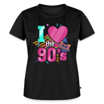 90er Jahre Neunziger Musik Party - Frauen Premium Bio T-Shirt - Schwarz - Vorne - Selfina (174cm)