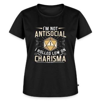Not Antisocial I Rolled Low On Charisma RPG Gamer - Frauen Premium Bio T-Shirt - Schwarz - Vorne - Selfina (174cm)