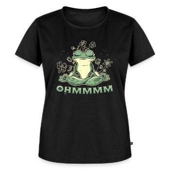 Ohmmm Meditierender Frosch Yoga Meditation Namaste - Frauen Premium Bio T-Shirt - Schwarz - Vorne - Selfina (174cm)