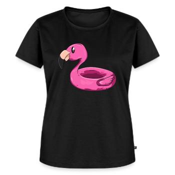 Flamingo Schwimmring - Frauen Premium Bio T-Shirt - Schwarz - Vorne - Selfina (174cm)