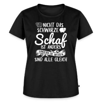 Nicht das schwarze Schaf ist anders Schäfer - Frauen Premium Bio T-Shirt - Schwarz - Vorne - Selfina (174cm)