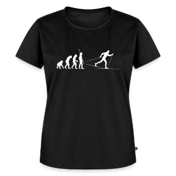 Evolution Langlauf Skilanglauf Langläufer Nordisch - Frauen Premium Bio T-Shirt - Schwarz - Vorne - Selfina (174cm)