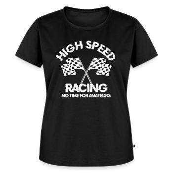 Autorennen Zielflagge - Frauen Premium Bio T-Shirt - Schwarz - Vorne - Selfina (174cm)
