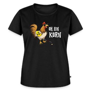 Blindes Huhn findet Korn Internet Meme Nerd Spruch - Frauen Premium Bio T-Shirt - Schwarz - Vorne - Selfina (174cm)