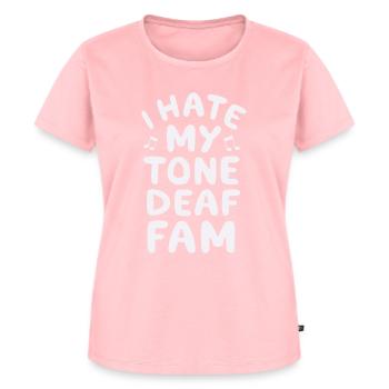 JE DÉTESTE MA FAMILLE SOURDE - T-shirt Premium bio Femme - rose - Devant - AI Model Female 172 dark (172cm)