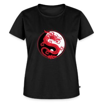 Yin Yang Dragon Chine Harmonie Taoïsme Taoïsme Cadeau - T-shirt Premium bio Femme - noir - Devant - Selfina (174cm)