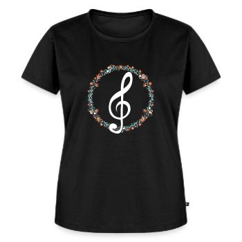 Clef Floral Chor Chor musikmusiker Sänger - Frauen Premium Bio T-Shirt - Schwarz - Vorne - Selfina (174cm)
