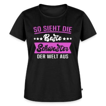 Beste Schwester Sprüche - Frauen Premium Bio T-Shirt - Schwarz - Vorne - Selfina (174cm)