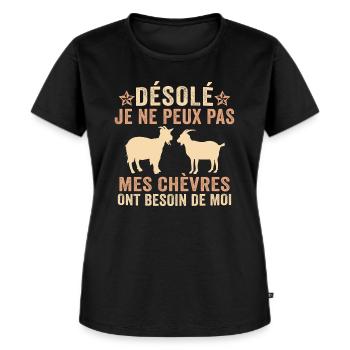 Mes chèvres ont besoin de moi - T-shirt Premium bio Femme - noir - Devant - Selfina (174cm)