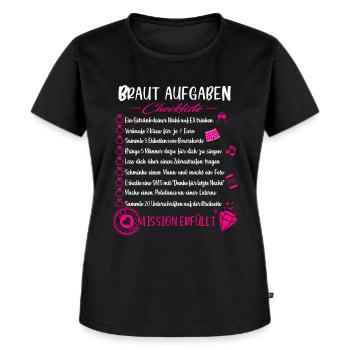 JGA Aufgaben für die Braut - Frauen Premium Bio T-Shirt - Schwarz - Vorne - Selfina (174cm)
